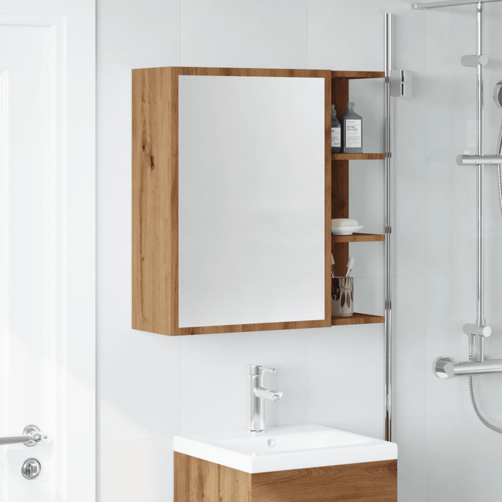 Armoire à miroir salle de bain chêne artisanal 62,5x20,5x64 cm