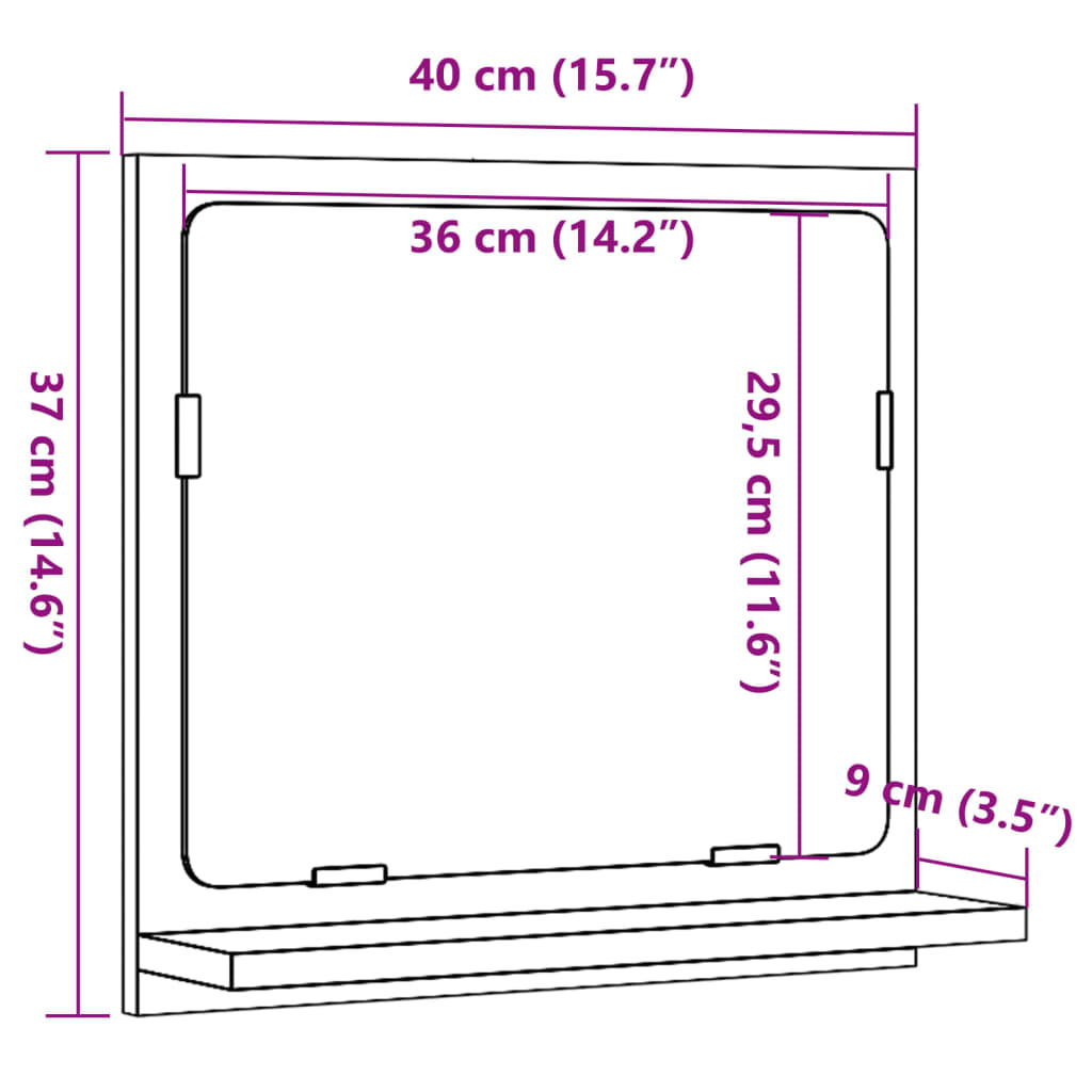 Armoire à miroir de salle de bain chêne artisanal 40x11x37 cm