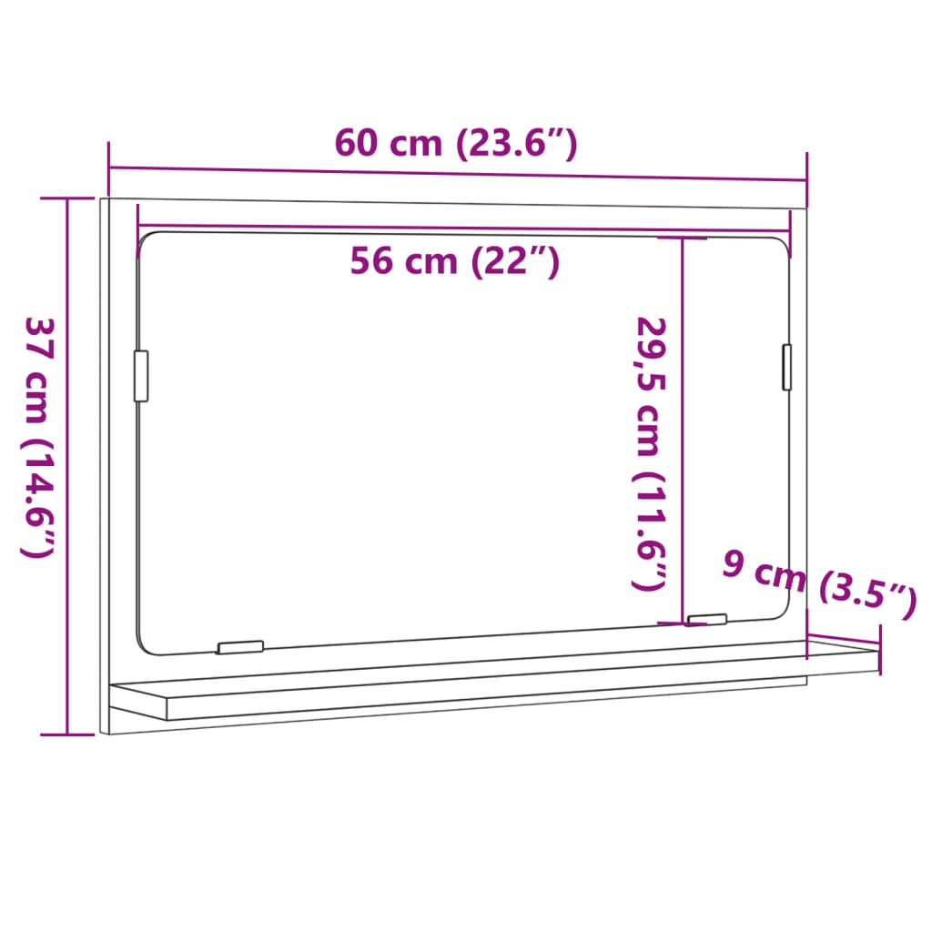 Armoire à miroir de salle de bain chêne artisanal 60x11x37 cm