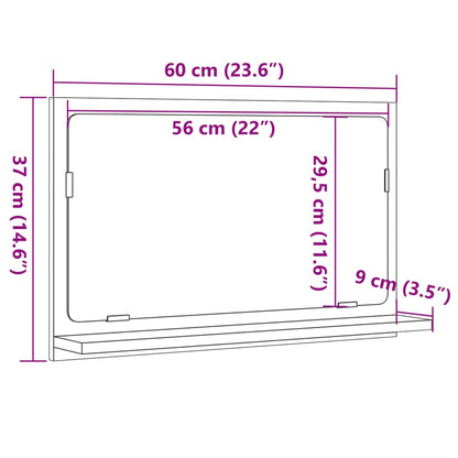 Armoire à miroir de salle de bain chêne artisanal 60x11x37 cm