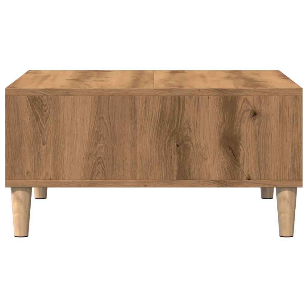 Table basse chêne artisanal 60x60x30 cm bois d'ingénierie