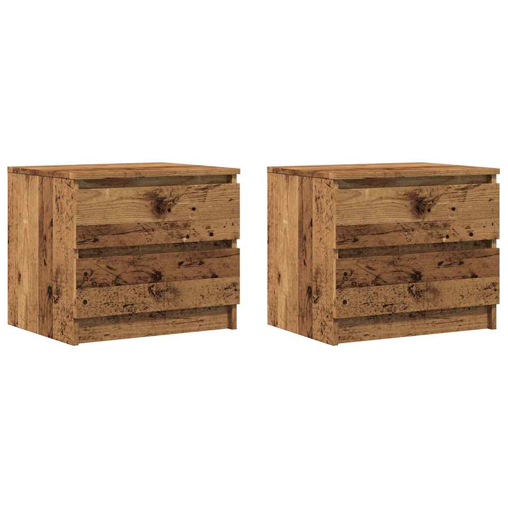 Tables de chevet 2 pcs vieux bois 50x40x43.5 cm bois ingénierie