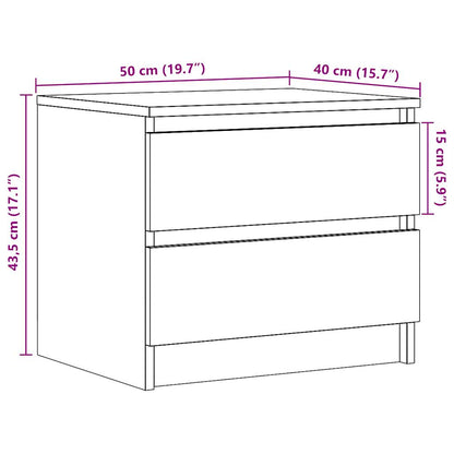 Tables de chevet 2 pcs vieux bois 50x40x43.5 cm bois ingénierie