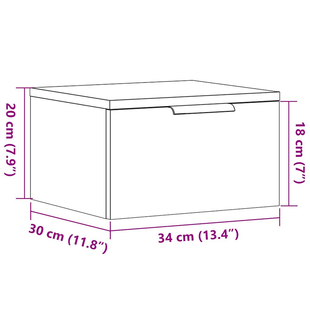 Table de chevet murale vieux bois 34x30x20 cm