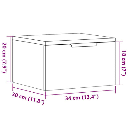 Table de chevet murale vieux bois 34x30x20 cm