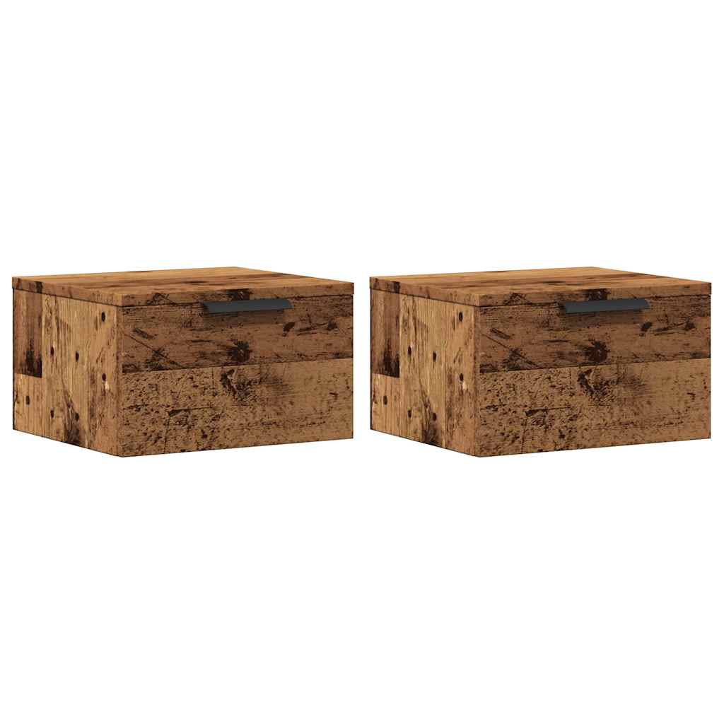 Tables de chevet murales 2 pcs vieux bois 34x30x20 cm