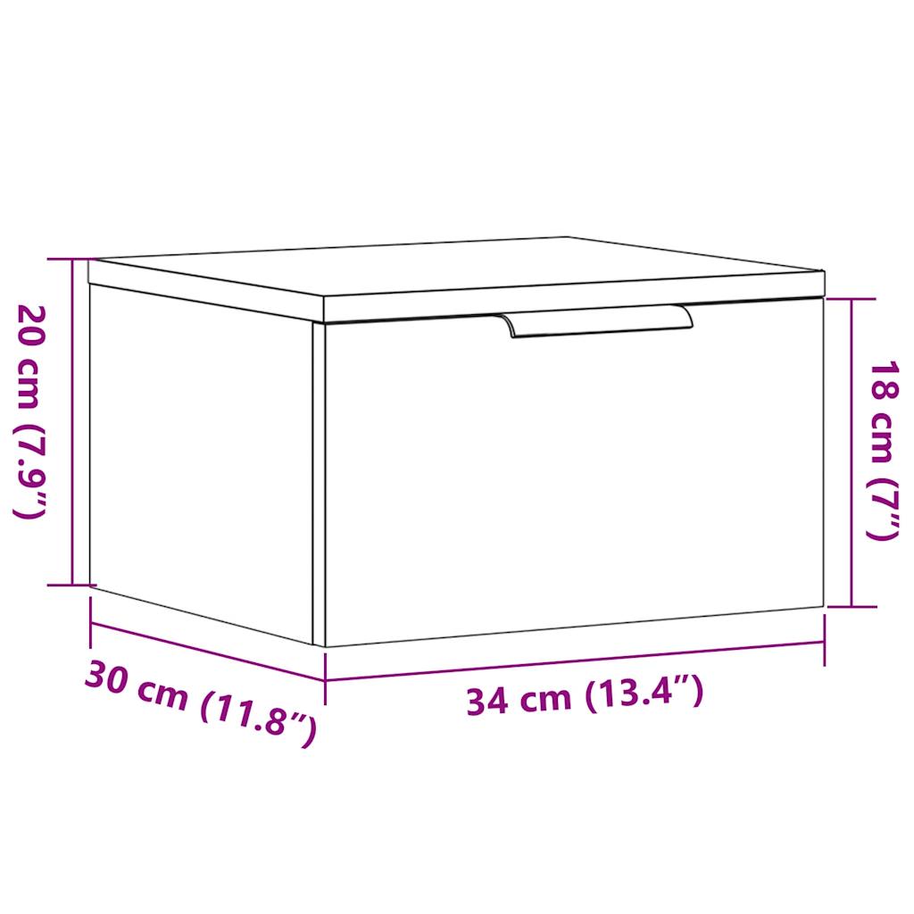 Tables de chevet murales 2 pcs chêne artisanal 34x30x20 cm