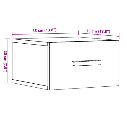 Table de chevet murale vieux bois 35x35x20 cm