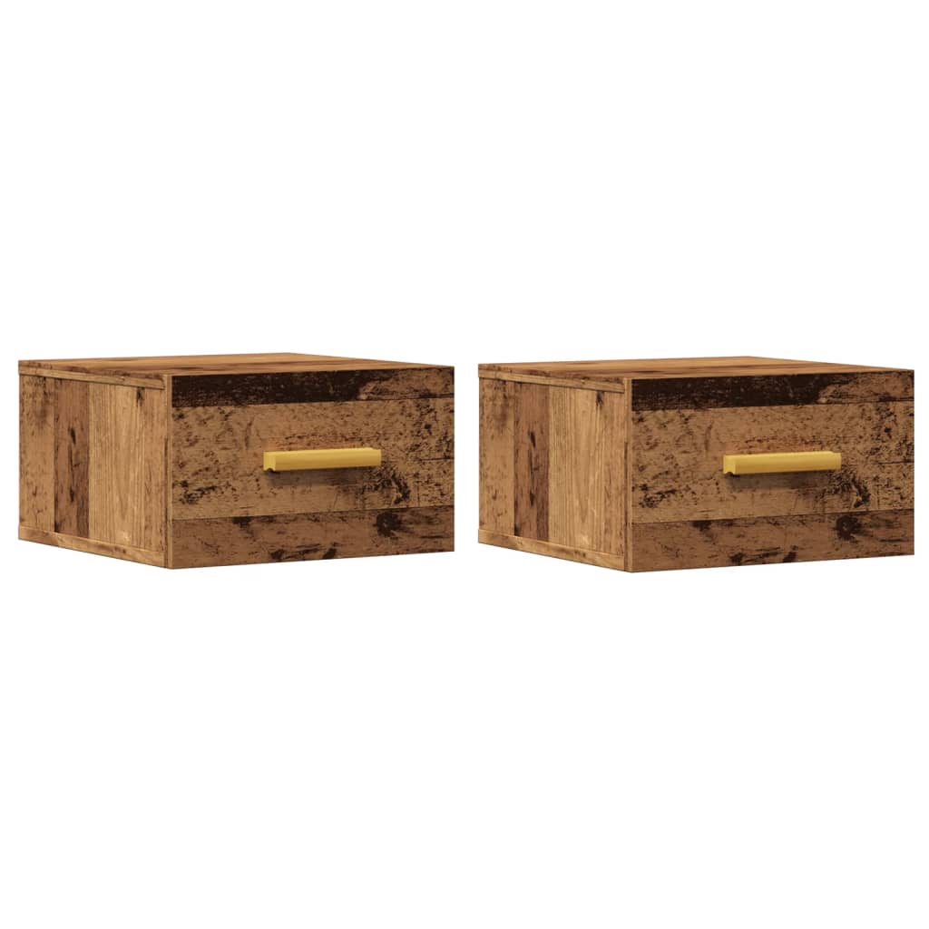 Tables de chevet murales 2 pcs vieux bois 35x35x20 cm