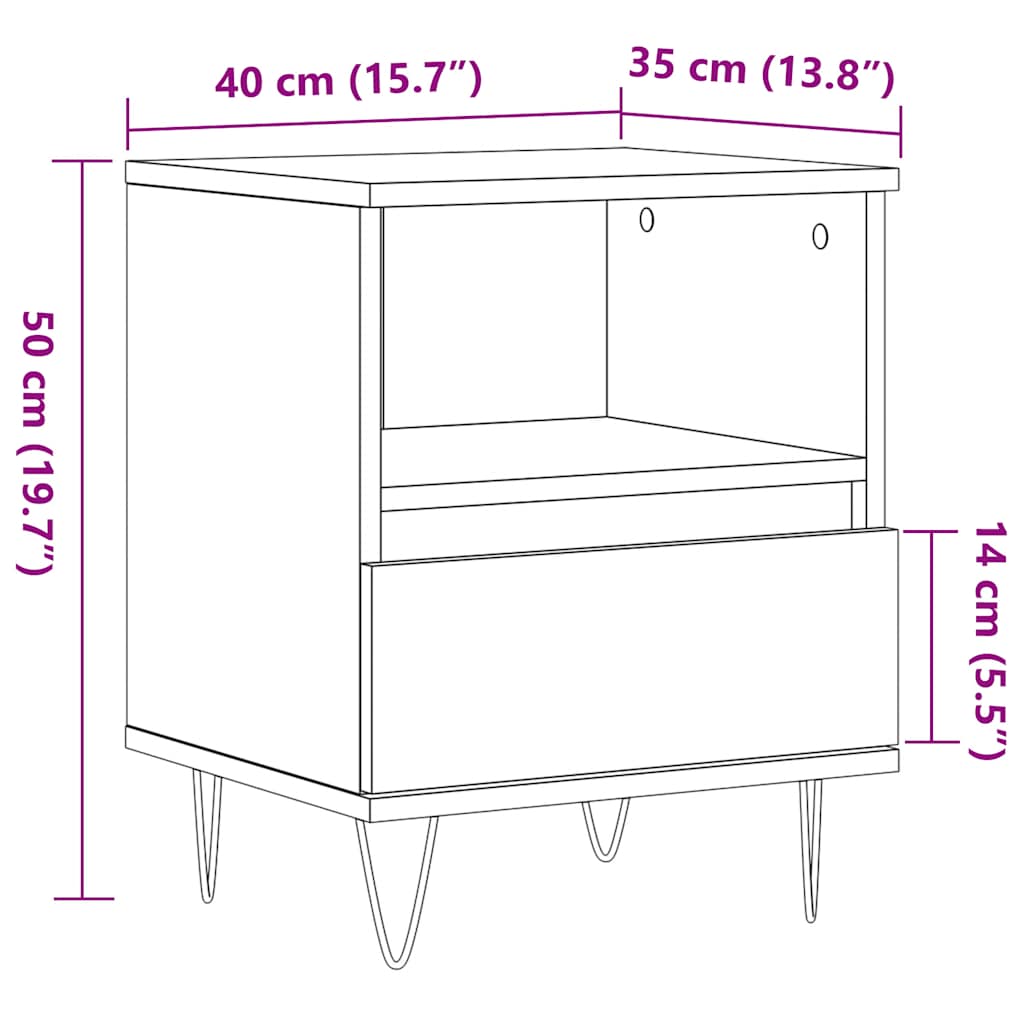 Table de chevet vieux bois 40x35x50 cm bois d’ingénierie