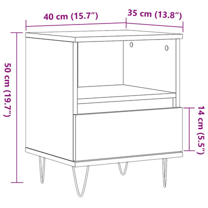 Table de chevet vieux bois 40x35x50 cm bois d’ingénierie