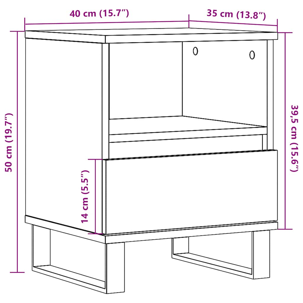 Tables de chevet 2 pcs vieux bois 40x35x50 cm bois d’ingénierie