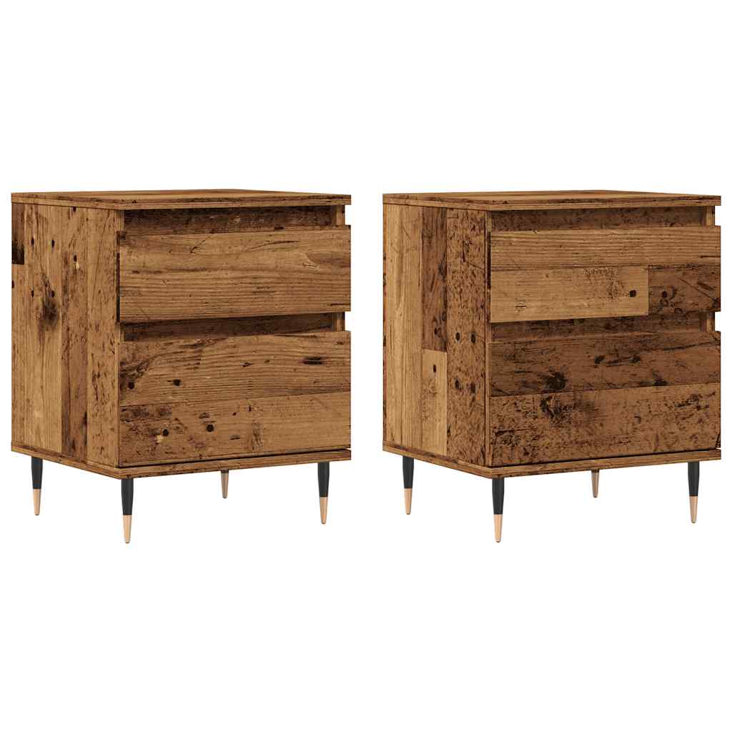 Tables de chevet 2 pcs vieux bois 40x35x50 cm bois d’ingénierie