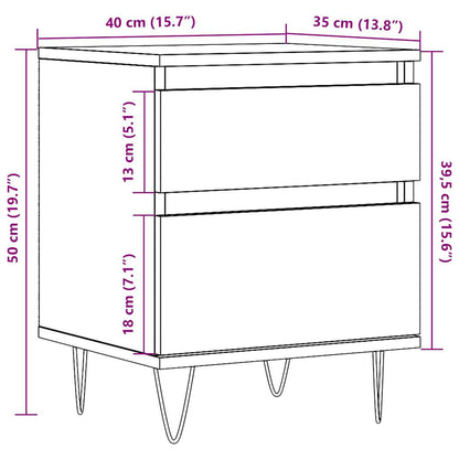 Table de chevet vieux bois 40x35x50 cm bois d’ingénierie