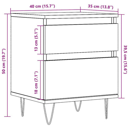 Table de chevet chêne artisanal 40x35x50 cm bois d’ingénierie