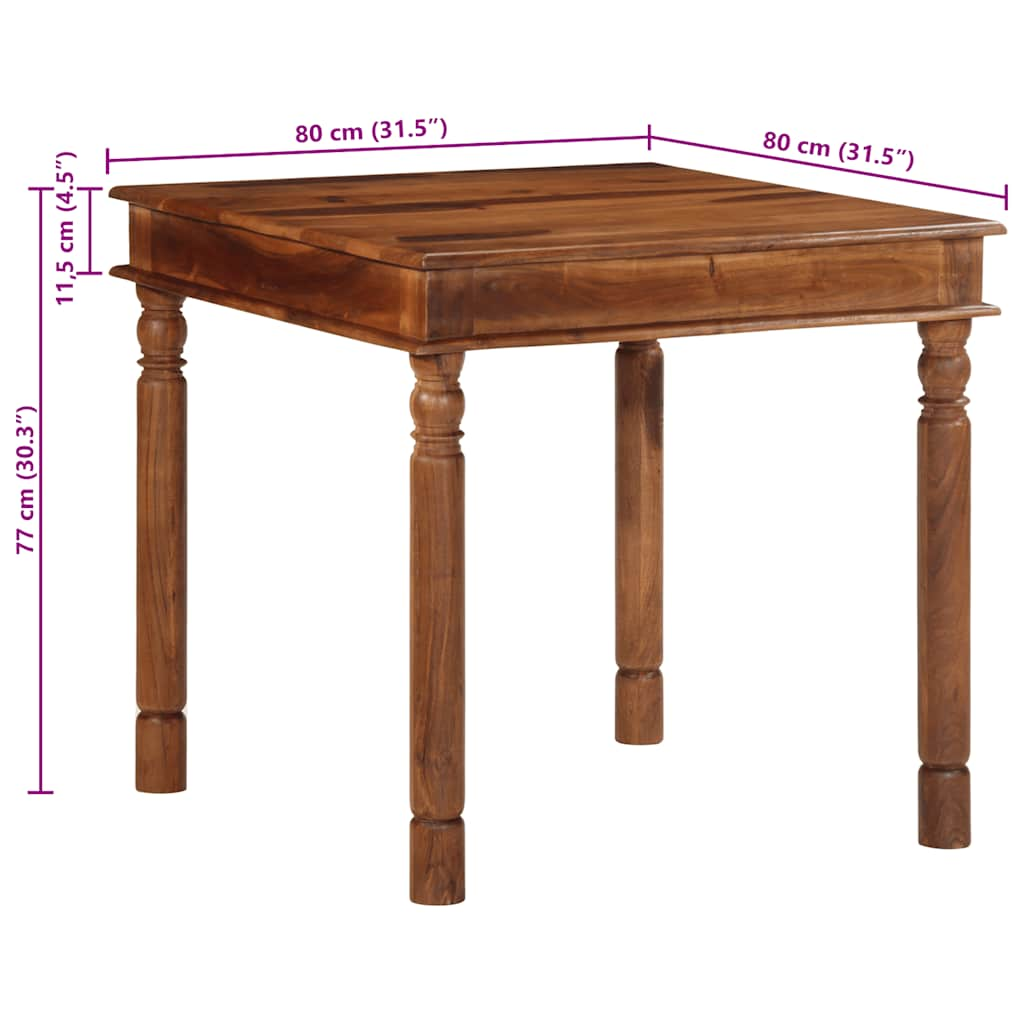 Table à manger 80x80x77 cm bois d'acacia solide