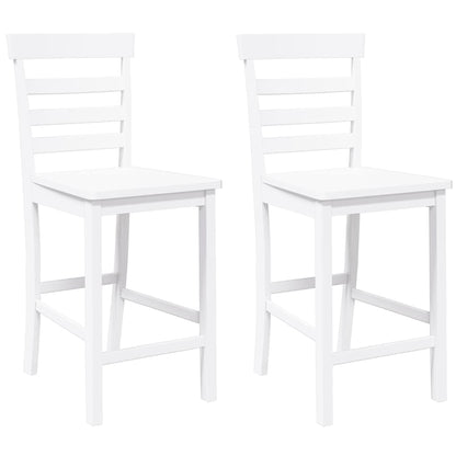 Tabourets de bar 2 pcs blanc bois massif d'hévéa