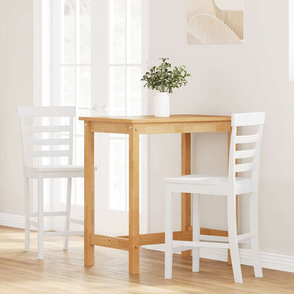 Tabourets de bar 2 pcs blanc bois massif d'hévéa