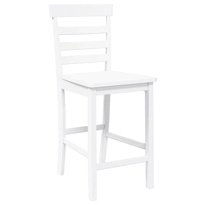 Tabourets de bar 2 pcs blanc bois massif d'hévéa