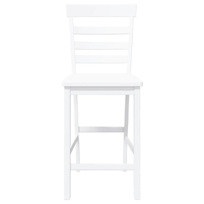 Tabourets de bar 2 pcs blanc bois massif d'hévéa