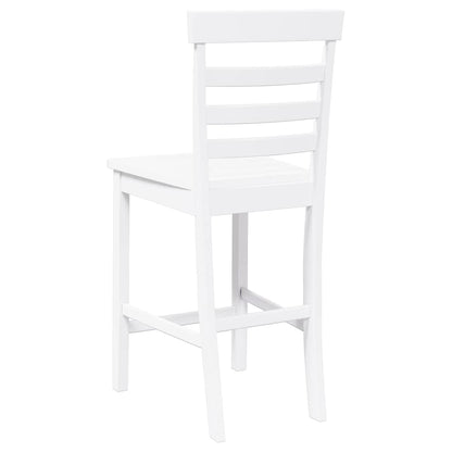 Tabourets de bar 2 pcs blanc bois massif d'hévéa