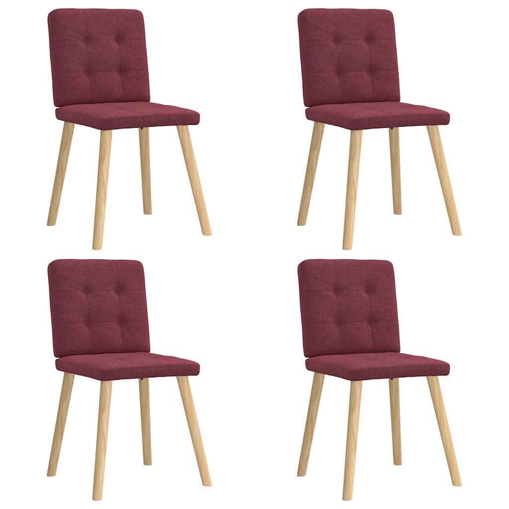 Chaises à manger lot de 4 rouge bordeaux tissu