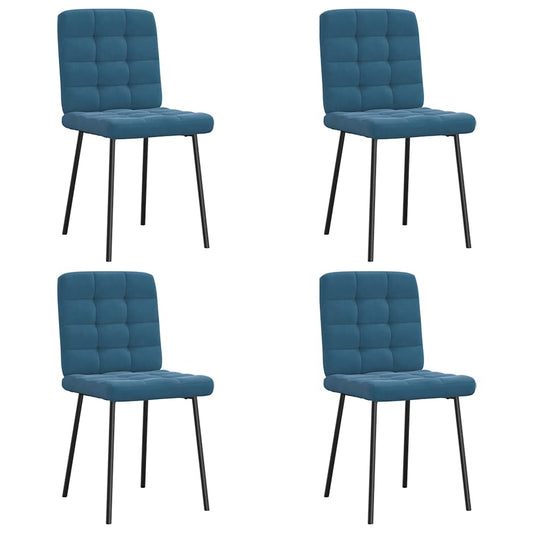 Chaises à manger lot de 4 Bleu Velours