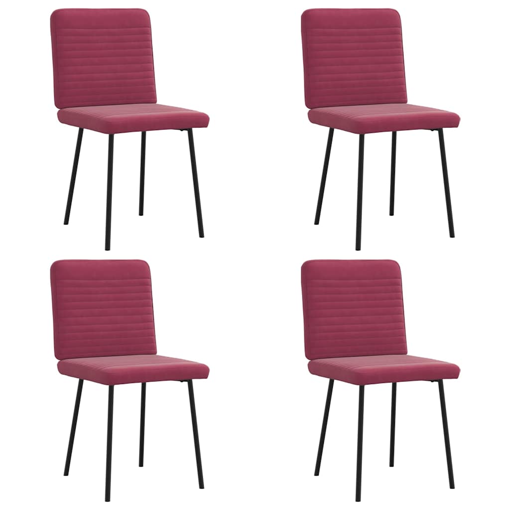 Chaises à manger lot de 4 Rouge bordeaux Velours