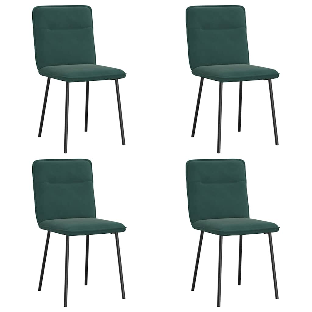 Chaises à manger lot de 4 Vert foncé Velours