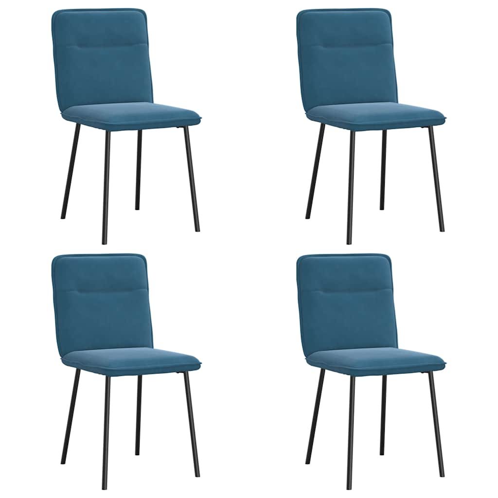 Chaises à manger lot de 4 Bleu Velours