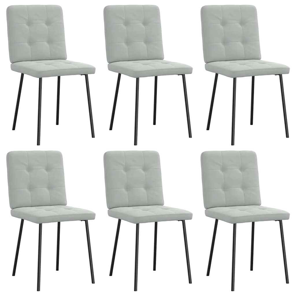 Chaises à manger lot de 6 gris clair velours