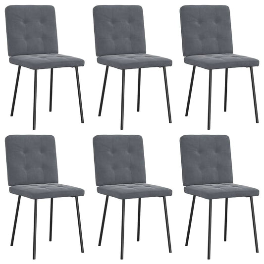 Chaises à manger lot de 6 gris foncé velours