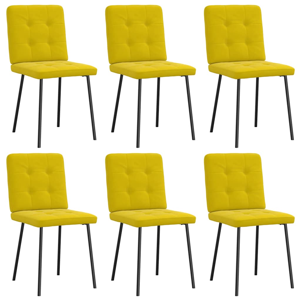 Chaises à manger lot de 6 jaune velours