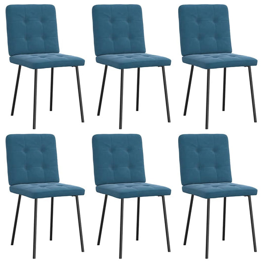 Chaises à manger lot de 6 bleu velours