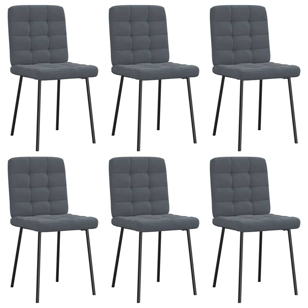 Chaises à manger lot de 6 gris foncé velours