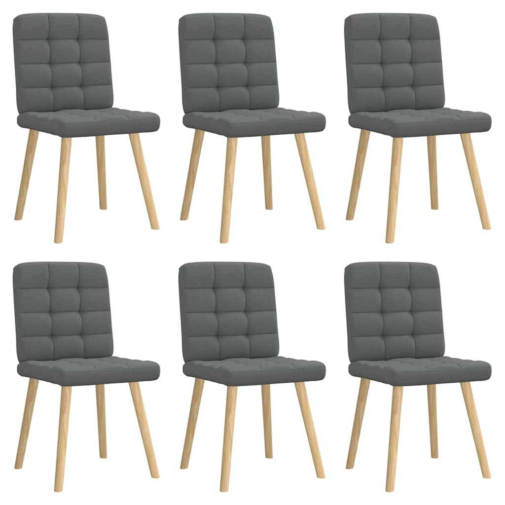 Chaises à manger lot de 6 gris foncé tissu