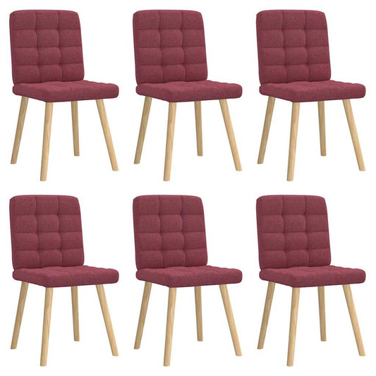 Chaises à manger lot de 6 rouge bordeaux tissu