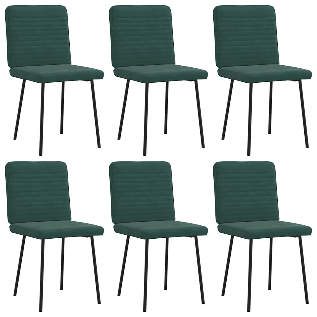 Chaises à manger lot de 6 vert foncé velours