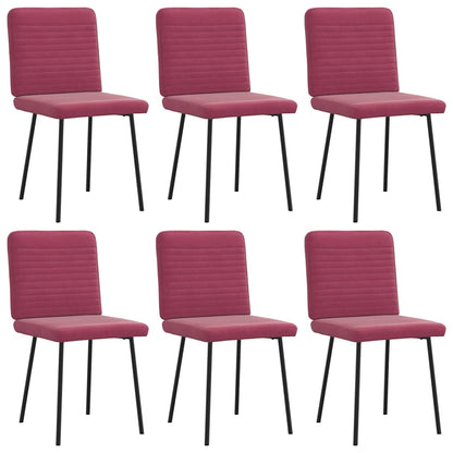 Chaises à manger lot de 6 rouge bordeaux velours