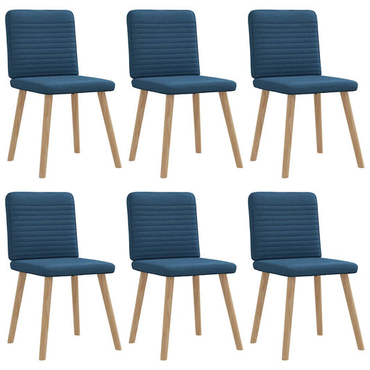 Chaises à manger lot de 6 bleu tissu