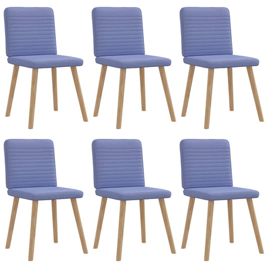 Chaises à manger lot de 6 bleu jean tissu