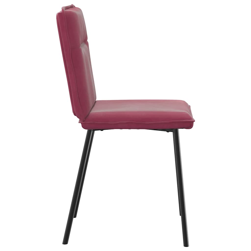 Chaises à manger lot de 6 rouge bordeaux velours