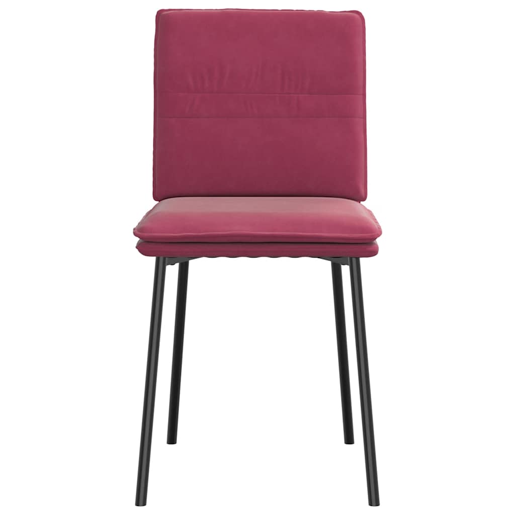 Chaises à manger lot de 6 rouge bordeaux velours