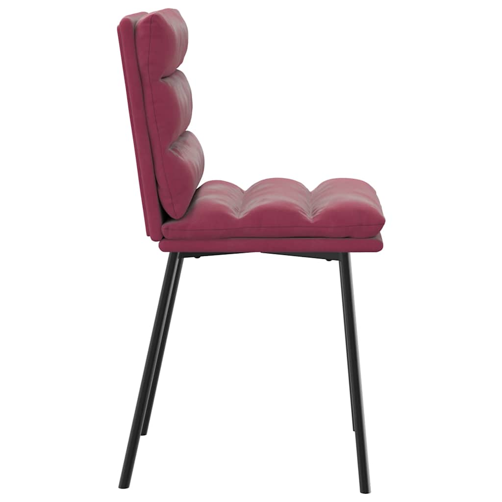 Chaises à manger lot de 6 rouge bordeaux velours