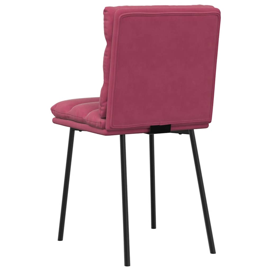 Chaises à manger lot de 6 rouge bordeaux velours