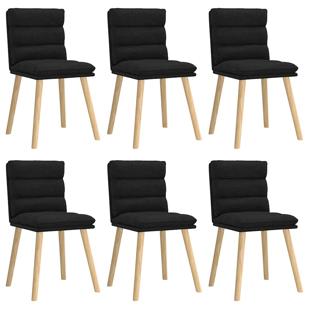 Chaises à manger lot de 6 noir tissu