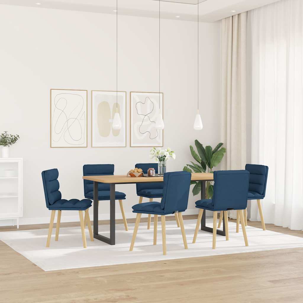 Chaises à manger lot de 6 bleu tissu