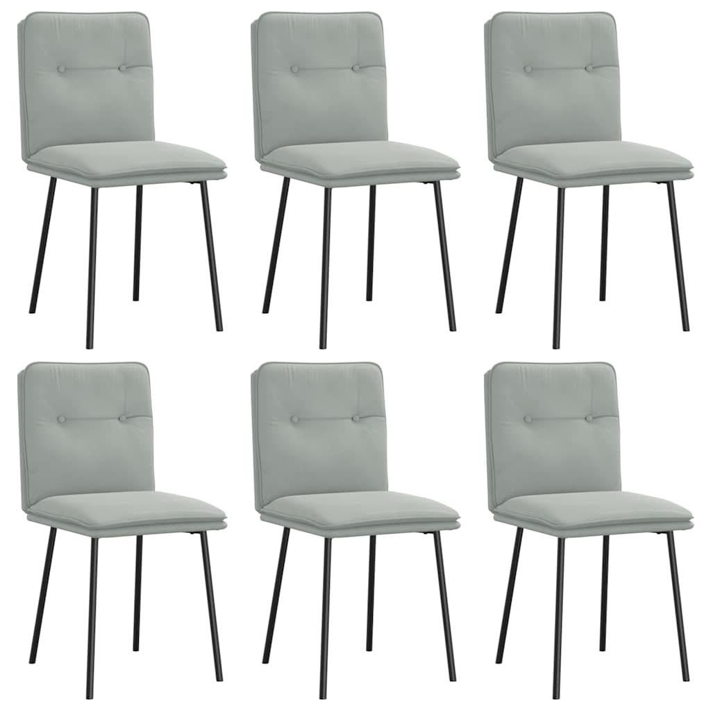 Chaises à manger lot de 6 gris clair velours