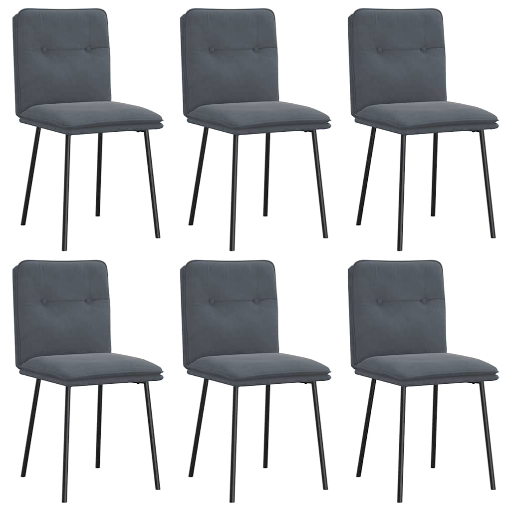 Chaises à manger lot de 6 gris foncé velours