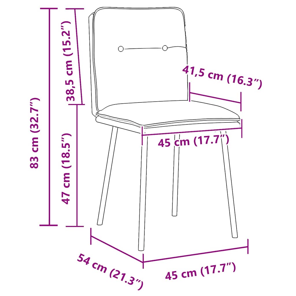 Chaises à manger lot de 6 gris foncé velours